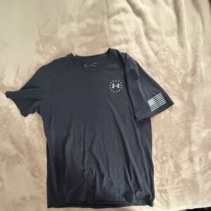 Under Armour Men's Black Short Sleeve Tee with Flag Detail